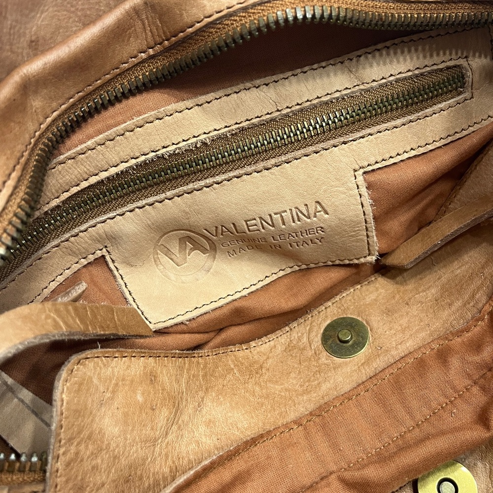Valentina Tan Leather Basket Weave Hobo Bag - Picture 4 of 14